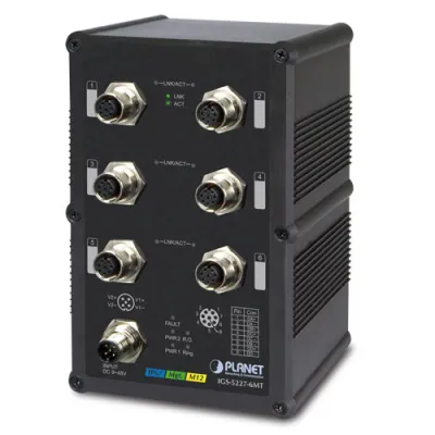 Planet - IGS-5227-6MT - Industrial IP67-rated 6-Port 10/100/1000T M12 Managed Ethernet Switch