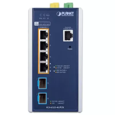 PLANET - IGS-6325-4UP2X - Industrial L3 4-Port 2.5GBASE-T 802.3bt PoE + 2-Port 10G SFP+ Managed Ethernet Switch