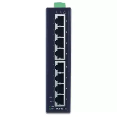 Planet - IGS-801M - IP30 Slim type 8-Port Industrial Manageable Gigabit Ethernet Switch (-40 to 75 degree C)