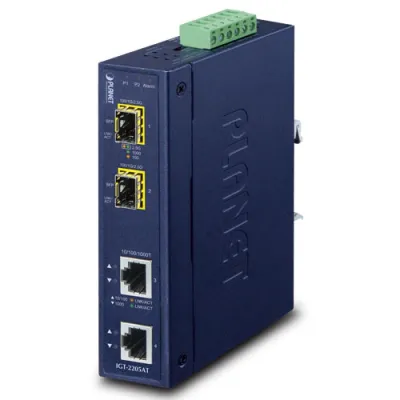 Planet - IGT-2205AT - IP30 Industrial 2-port 10/100/1000T to 2-port 100/1000/2500X SFP Media Converter(-40 to 75 degree C)