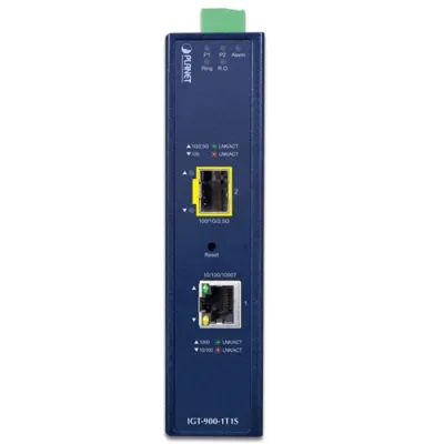 Planet - IGT-900-1T1S - IP30 Industrial 1-Port 10/100/1000T + 1-Port 100/1000/2500X SFP Full Managed Media Converter (-40 to 75 C)