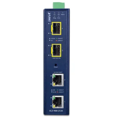 Planet - IGT-900-2T2S - IP30 Industrial 2-Port 10/100/1000T + 2-Port 100/1000/2500X SFP Full Managed Media Converter (-40 to 75 C)