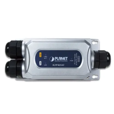 Planet - IGTP-825AT - IP67-rated Industrial 1000BASE-X SFP to 10/100/1000T 802.3at PoE+ Media Converter (24~56V power boost, -40~75 degrees C)
