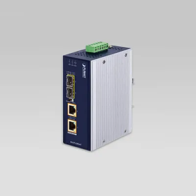 Planet - IGUP-2205AT - Industrial 2-Port 100/1000X SFP to 2-Port 10/100/1000T 802.3bt PoE++ Media Converter (802.3bt Type-4, PoH, Legacy mode support, -40 to 75 C, dual 12V~56V DC power boost, PoE Usage LED)