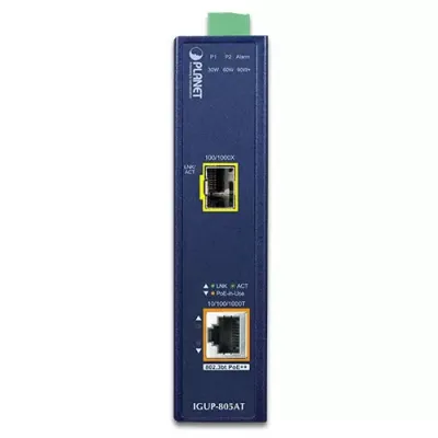 PLANET - IGUP-805AT - Industrial 1-Port 100/1000X SFP to 1-Port 10/100/1000T 802.3bt PoE++ Media Converter