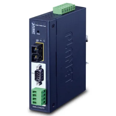 Planet - IMG-2102TS - IP30 Industrial 1-Port RS232/RS422/RS485 Modbus Gateway (1 x 100BASE-FX SC, Single mode 30km, -40~75 degrees C)