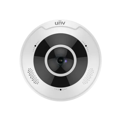 Uniview - IPC815SB-ADF14K-I0 - 5MP Network IR Fisheye Dome Camera (1.4mm, 10m IR, SD Slot, PoE, RJ45, Omnidirectional MicroPhone, Full Cable)