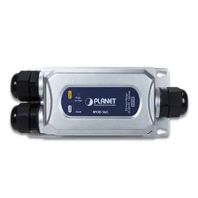 Planet - IPOE-165 - IP67-rated Industrial 1-Port 802.3at PoE+ Injector (24~56V power boost, -40~75 degrees C, IK10 impact protection), 3 x waterproof cable glands included