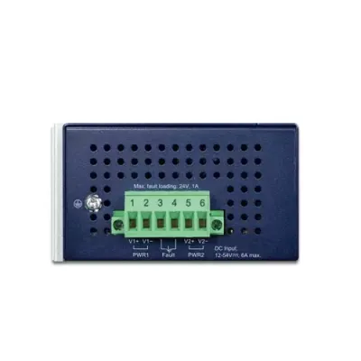 Planet - IPOE-470-12V - IP30 Industrial 4-port 10/100/1000T 95W 802.3bt PoE++ Injector Hub w/ 12V Booster (240 Watts PoE budget, PoE Usage LED, BT/Legacy DIP switch, -40~75 degrees C, dual 12V~54V DC power boost)
