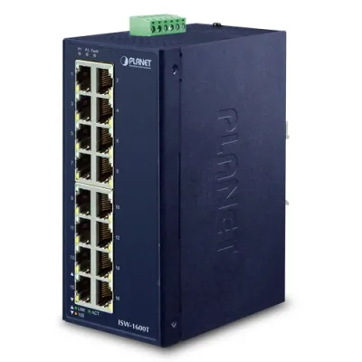 Planet - ISW-1600T - IP30 Industrial 16-Port 10/100TX Ethernet Switch (-40~75 C)