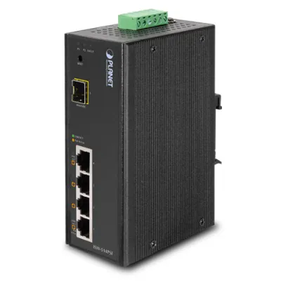 Planet - ISW-514PSF - IP30 Web/Smart POE Industrial Fast Ethernet Switch 4-Port 10/100 Base-TX + 1-Port 100FX (SFP) (-10 ~ 60C)