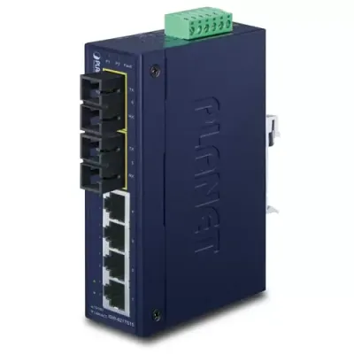 PLANET - ISW-621TS15 - IP30 Slim Type 4-Port Industrial Ethernet Switch + 2-Port 100Base-FX(15KM) (-40 - 75 C)