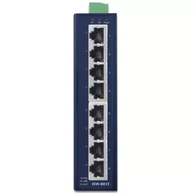 Planet - ISW-801T -  IP30 Slim Type 8-Port Industrial Fast Ethernet Switch (-40 to 75 degree C) 