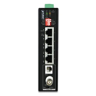Planet - IVC-234GT - IP30 Industrial Gigabit Ethernet Extender w/ G.vectoring, 4-Port 10/100/1000T RJ45 (LAN), 1-Port BNC, 1-Port RJ11 (-40 to 75C)