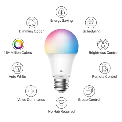 TP-Link - KL125P2 - 2PK KASA SMART WI-FI LIGHT ACCS BULB MULTICOLOR
