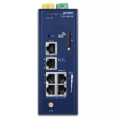 Planet - LCG-300-NR-EU - Industrial LoRaWAN + 5G NR Cellular Gateway with 5-Port 10/100/1000T