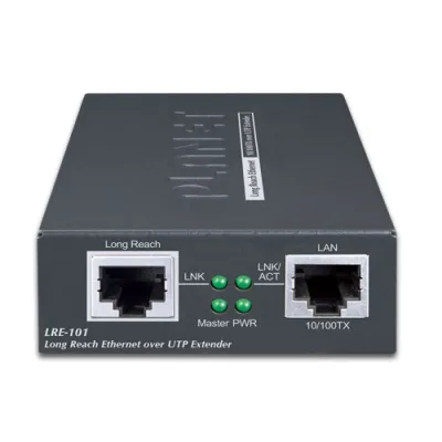 PLANET - LRE-101 - 1-Port 10/100TX Ethernet over UTP Long Reach Ethernet Extender (Up to 800 meters UTP cable/1200 meters phone wire, Master/Slave mode DIP switch)
