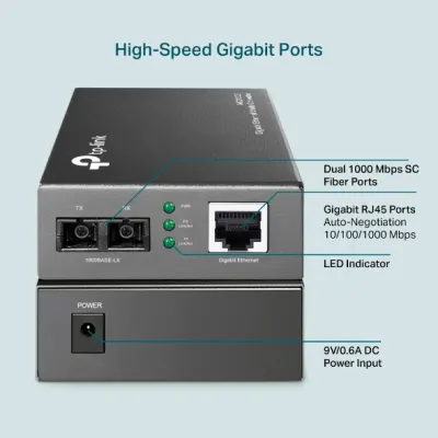 TP-Link - MC210CS - MC210CS 2PORT 10/100/1000 RJ45/PERP SC UP TO 15KM MODULE SWITCHING AC