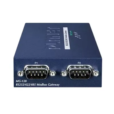 PLANET - MG-120 - 2-Port RS232/422/485 Modbus Gateway (1-Port 10/100BASE-TX, -10 to 60 C, Modbus RTU/ASCII, Master/Slave)