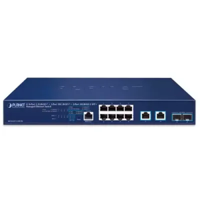 Planet - MGS-6311-10T2X - Layer 3 8-Port 2.5GBASE-T + 2-Port 10GBASE-T + 2-Port 10GBASE-X SFP+ Managed Ethernet Switch(Hardware-based Layer 3 RIPv1/v2, OSPFv2 dynamic routing, supports ERPS Ring)