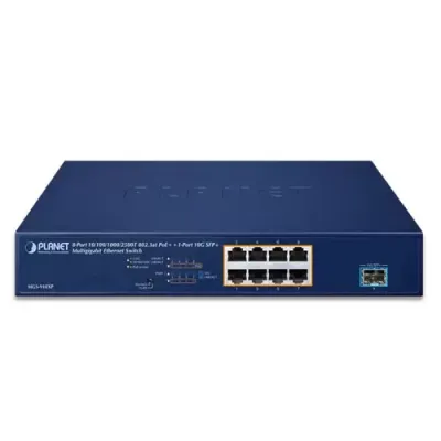 Planet - MGS-910XP - 8-Port 10/100/1000/2500T 802.3at PoE + 1-Port 10G SFP+ Multigigabit Ethernet Switch (120 Watts PoE Budget, Standard/VLAN mode, desktop size with rackmount kit)