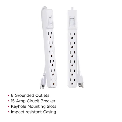 Cyber Power - MP1044NN - Power Strip 2-Pack 6 outlets per strip, 2' cord