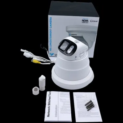 Luminys - N5P-8DA2 - N5-D Mainstream Series 2 x 4MP LumiDeterrent IP Turret 2.8mm, 180º Stitched Image, IR, White-light LED, and Dual-mode, Flashing Lights
