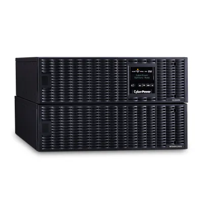 CYBERPOWER - OL10KRT - 10KVA/10KW, online double-conversion UPS, Sine wave output, 6U rack/tower convertible, 200-240V input and output, hardwire input, (3) NEMA L6-30R outlets and (1) hardwire output, LCD control panel, RMCARD205 pre-installed, EPO,
