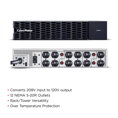 Cyber Power - OL5KSTF - 5KVA/5KW 208V to 120V Step-down Transformer, 2U RT Convertible