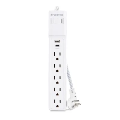 Cyber Power - P504UC - 5-Outlet Surge Suppressor - 4 FT Cord 1 USB A 1 USB C