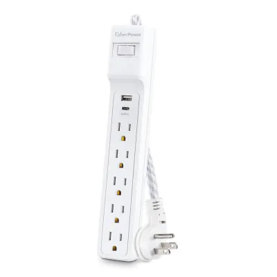 Cyber Power - P504UC - 5-Outlet Surge Suppressor - 4 FT Cord 1 USB A 1 USB C