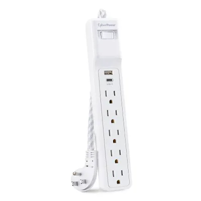 Cyber Power - P504UC - 5-Outlet Surge Suppressor - 4 FT Cord 1 USB A 1 USB C