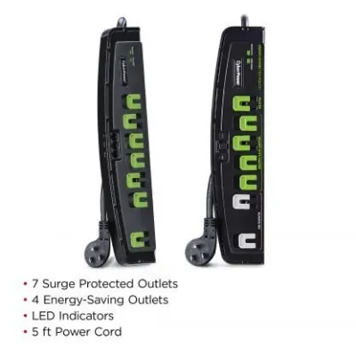 Cyber Power - P705G - 2100 J, 125 V, 7 Surge Protected outlets (1 master + 4 energy saving + 2 always on), 5 ft Cord, Threshold Switch, Limited Lifetime Warranty