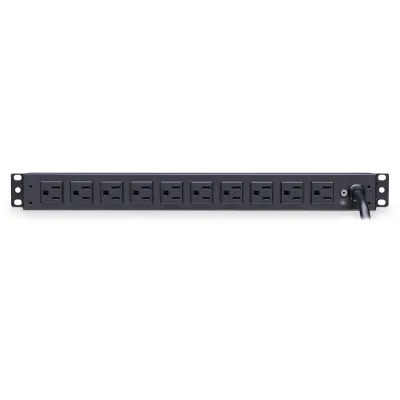 Cyber Power - PDU15B10R - 15A (Derated to 12A), 120 V, 50Hz/60Hz, NEMA 5-15P plug, 10 NEMA 5-15R, 1U Rackmount, 15 ft Cord