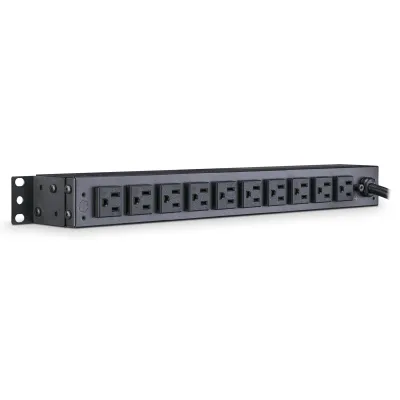 Cyber Power - PDU15B10R - 15A (Derated to 12A), 120 V, 50Hz/60Hz, NEMA 5-15P plug, 10 NEMA 5-15R, 1U Rackmount, 15 ft Cord