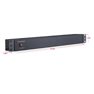 Cyber Power - PDU15B10R - 15A (Derated to 12A), 120 V, 50Hz/60Hz, NEMA 5-15P plug, 10 NEMA 5-15R, 1U Rackmount, 15 ft Cord