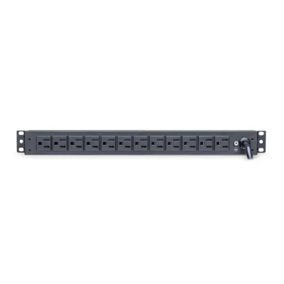Cyber Power - PDU15B12R - 15A (Derated to 12A), 120 V, 50Hz/60Hz, NEMA 5-15P plug, 12 NEMA 5-15R, 1U Rackmount, 15 ft Cord