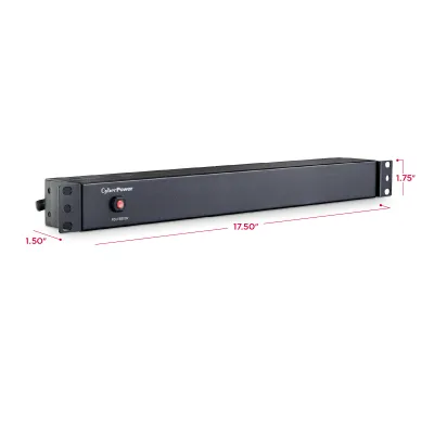 Cyber Power - PDU15B12R - 15A (Derated to 12A), 120 V, 50Hz/60Hz, NEMA 5-15P plug, 12 NEMA 5-15R, 1U Rackmount, 15 ft Cord