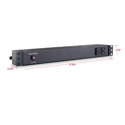 Cyber Power - PDU15B2F8R - 15A (Derated to 12A), 120 V, 50Hz/60Hz, NEMA 5-15P plug, 10 NEMA 5-15R, 1U Rackmount, 15 ft Cord