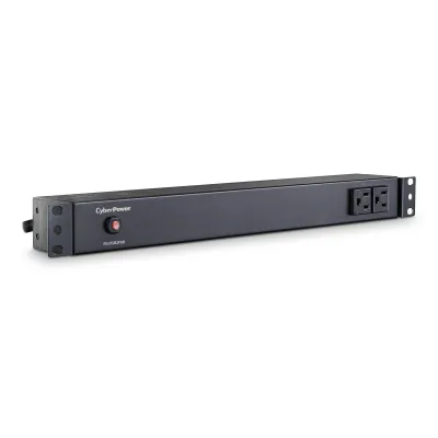 Cyber Power - PDU15B2F8R - 15A (Derated to 12A), 120 V, 50Hz/60Hz, NEMA 5-15P plug, 10 NEMA 5-15R, 1U Rackmount, 15 ft Cord