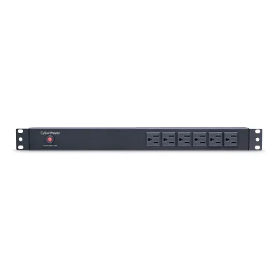 Cyber Power - PDU15B6F12R - 15A (Derated to 12A), 120 V, 50Hz/60Hz, NEMA 5-15P plug, 18 NEMA 5-15R, 1U Rackmount, 15 ft Cord