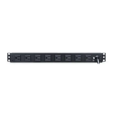 Cyber Power - PDU15B8R - 15A (Derated to 12A), 120 V, 50Hz/60Hz, NEMA 5-15P plug, 8 NEMA 5-15R, 1U Rackmount, 15 ft Cord