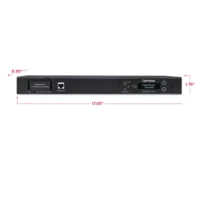 Cyber Power - PDU20MHVT10AT - 20A (Derated to 16A), 100 - 120 V, 2 x NEMA L6-20P plug, 10 rear, 10 IEC-320 (8) C13 / (2) C19 Outlets, 1U Rackmount, 10 ft cord