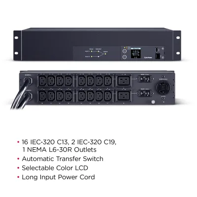 Cyber Power - PDU24007 - Metered ATS PDU, 30A (Derated to 24A), 200-240V