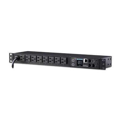 Cyber Power - PDU31001 - Monitored PDU 15A 120V (8) 5-15R Outlets NEMA 5-15P 12ft Cord SNMP 1U