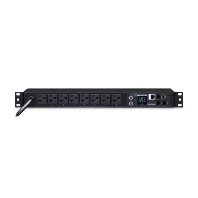Cyber Power - PDU31002 - Monitored PDU 20A 120V (8) 5-20R Outlets NEMA (L)5-20P 12ft Cord SNMP 1U