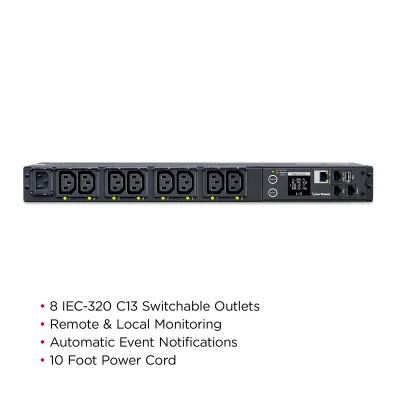 Cyber Power - PDU41004 - SWITCHED PDU, 15A (DERATED TO 12A), 100-240V, 50/60 HZ
