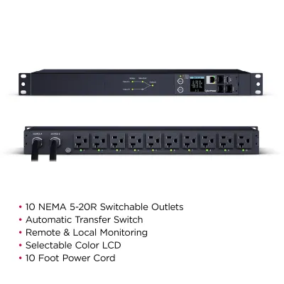 Cyber Power - PDU44002 -  Single Phase 100 - 120 VAC 20A Switched ATS PDU