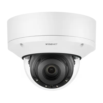 Hanwha - PND-A9081RV - 4K Network AI IR Dome Camera, Max. 4K resolution @ 30FPS, 0.05Lux@F1.6 (Color), 0Lux (B/W, IR LED on), Day & Night(ICR), 4.5~10mm(2.2x) motorized varifocal lens, WDR(120dB), H.265, H.264, MJPEG codec, WiseStreamⅡ, WiseStreamⅢ (