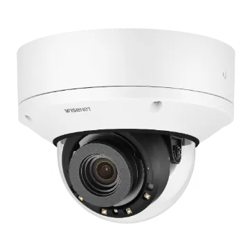 Hanwha - PND-A9081RV - 4K Network AI IR Dome Camera, Max. 4K resolution @ 30FPS, 0.05Lux@F1.6 (Color), 0Lux (B/W, IR LED on), Day & Night(ICR), 4.5~10mm(2.2x) motorized varifocal lens, WDR(120dB), H.265, H.264, MJPEG codec, WiseStreamⅡ, WiseStreamⅢ (